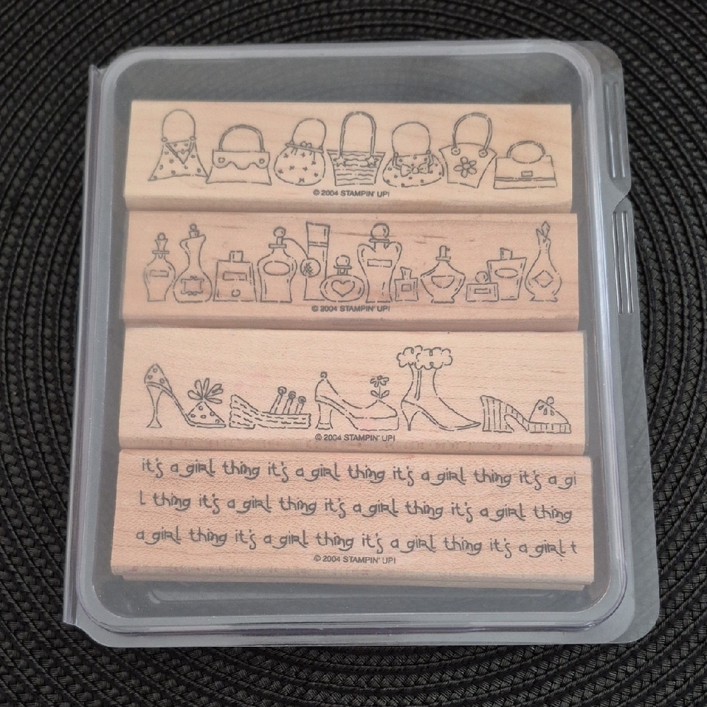 STAMPIN' UP! Retired 2004 'It's a Girl Thing' Stamp Set, Set of 4 Stamps